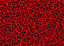 Red Leopard Skin Pattern Design. Abstract Love Shape Leopard Print Vector Illustration Background. Wildlife Fur Skin Design Illustration For Print, Web, Home Decor, Fashion, Surface, Graphic Design 