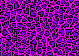 pink leopard skin pattern design. abstract love shape leopard print vector illustration background. 