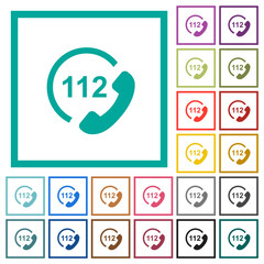 Sticker - Emergency call 112 flat color icons with quadrant frames