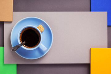 Poster - cup of coffee at abstract background