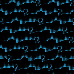 Abstract seamless pattern with blue geometric elements on black background