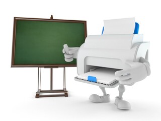 Poster - Printer character with blank blackboard