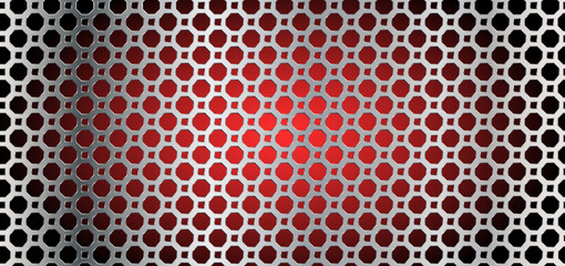 Wall Mural - Steel grid pattern with a red gradient background