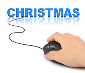 Sticker - Hand with computer mouse and Christmas