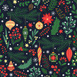 Seamless Christmas pattern with hand drawn decoration elements. Perfect for backgrounds, wrapping paper, scrapbooking, decor for  greeting cards, invitations, etc.