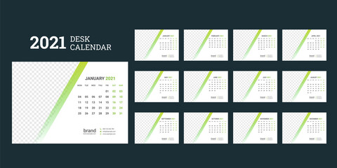 Wall Mural - Desk Calendar Template 2021 Design