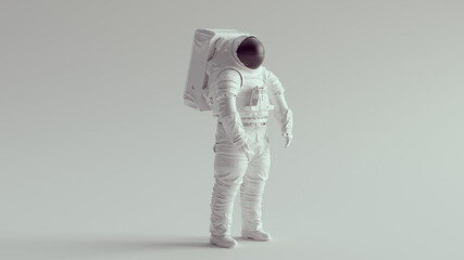 Wall Mural - White Astronaut with Black Visor Space Walk Suit Quarter View 3d illustration