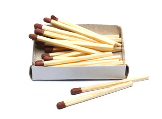 Wall Mural - Fire matches, matchsticks in cardboard box isolated on white background