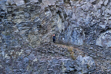 Professional Photographer Working In An Ancient Quarry