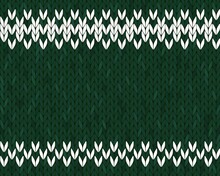 Green Knitted Background With White Loops