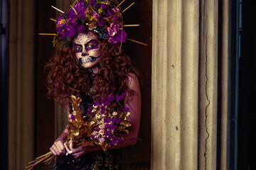 Dia de los muertos. Day of The Dead. Woman with sugar skull makeup