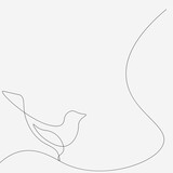 Fototapeta Koty - Bird silhouette line drawing. Vector illustration