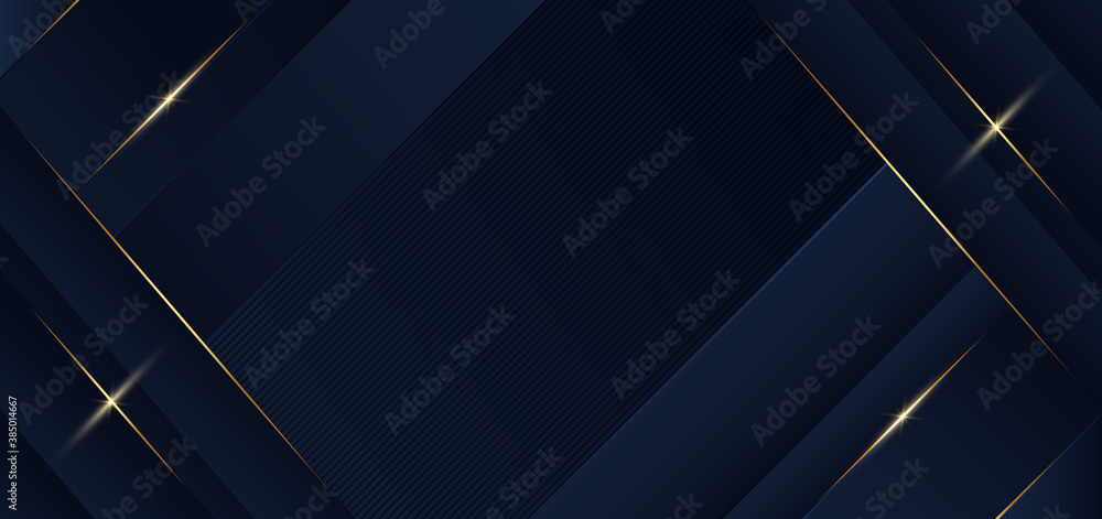 Abstract template blue geometric diagonal background with golden line ...