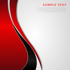 Abstract template red and black curve with copy space for text on white background. Modern style.