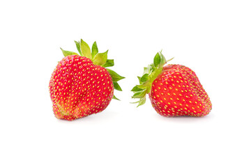 Wall Mural - Two fresh red strawberry isolated