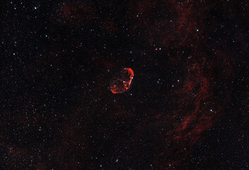 photograph of the crescent nebula (ngc 6888)