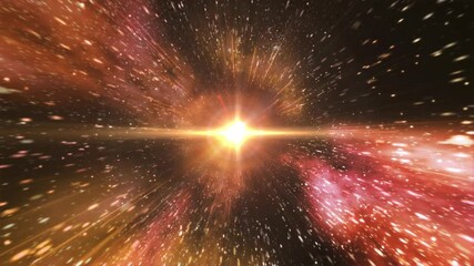 Wall Mural - 宇宙　ワープ　cg　銀河　背景　ループ 　オレンジ