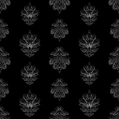 Seamless pattern of outlines decorative vintage elements