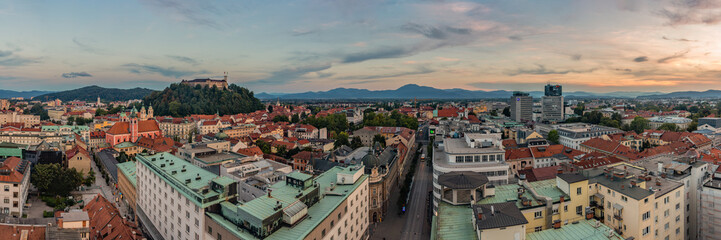 Wall Mural - Ljubljana Sunset Panorama