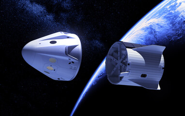 Wall Mural - separation of the descent module from a private spacecraft