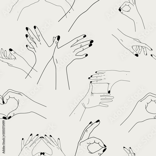 Seamless pattern with human hands. Digital paper with body language ...