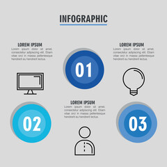 Poster - infographic steps computer person and light bulb design, Data analysis and information theme Vector illustration