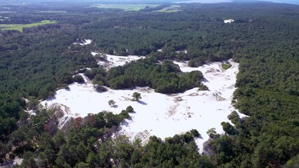 Canvas Print - 4k drone footage of dunes in Mierzeja Sarbska nature reserve over Baltic Sea in Poland