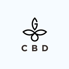 Sticker - abstract cbd logo. marijuana icon