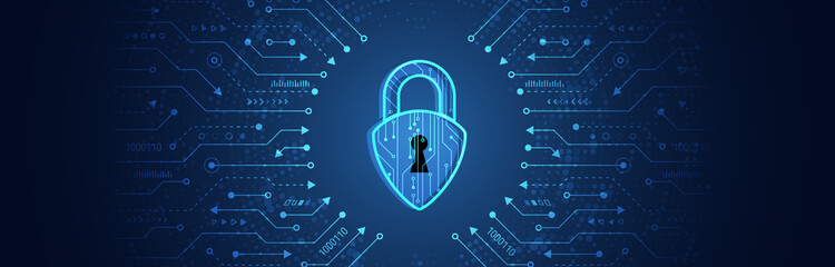 Fototapete - Data protection, privacy, and internet security concept. Cybersecurity for business and internet project. Vector illustration of a data security services.
