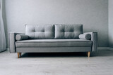 Fototapeta Na drzwi - Modern grey sofa with wooden legs in the room