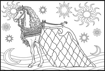 Wall Mural - Beautiful horse for coloring. Coloring page for horse lovers.
