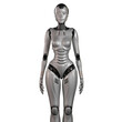 © Mykola - 3d render of a very detailed female robot or futuristic cyber girl, front view of the upper body, isolated on white background