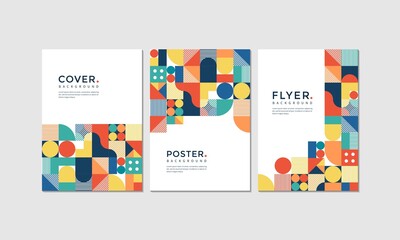  Geometric colourful business cover, flyer and brochure design set