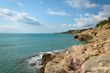 Wall Mural - Nature landscape of Sierra de Irta Natural Park coastline, Castellon, Spain