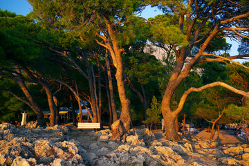 Poster - Beautiful Brela beach at Adriatic Sea in Makarska Riviera, Dalmatia, Croatia