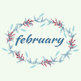 Fototapeta Kwiaty - diary, calendar month february vector