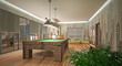Design concept of a billiard room, interior scene