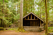 Log Cabin - A Little Log Cabin Along The Trail In Little Qualicum Falls Provincial Park