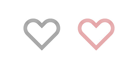 Wall Mural - heart line icon set. love shape concept symbol. isolated valentine design in vector flat