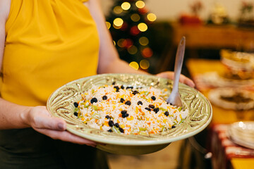 Brazilian Christmas. Traditional food for Brazilian Christmas dinner: pilaf