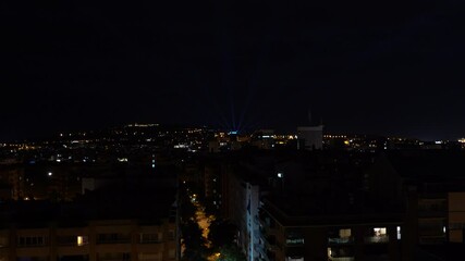 Wall Mural - View of Barcelona. city of Spain at night. Aerial Footage