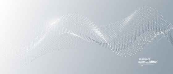 Leinwandbilder - Gray and white abstract background with flowing particles. Digital future technology concept. vector illustration.	
