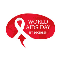 Wall Mural - World aids day with ribbon on red banner design, first december and awareness theme Vector illustration