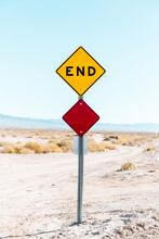 End Road Sign In The Empty Desert