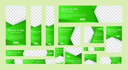 Wall Mural - Spa banner collection with place for photo. Web banner layout. Vertical, horizontal and square template. Vector Illustration
