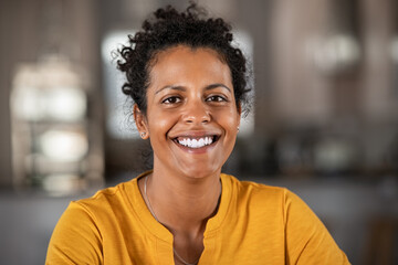 Portrait of happy african woman smiling