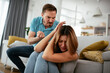 © JustLife - Violence in family. Husband beating his wife.
