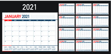 Year 2021 Desk Calendar Vector Illustration, Simple And Clean Design. 

