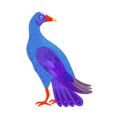 Sticker - Tropical Bird with Bright Feathers as Warm-blooded Vertebrates or Aves Vector Illustration