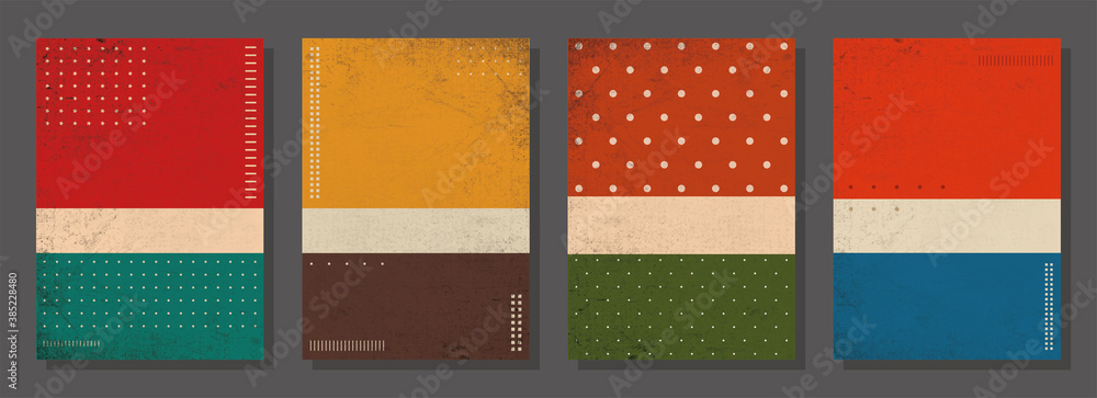 Set of retro covers. Cover templates in vintage design. Abstract vector background template.Retro canvas. Retro design templates set for brochures, posters, flyers, banners, covers, placards. - obrazy, fototapety, plakaty 